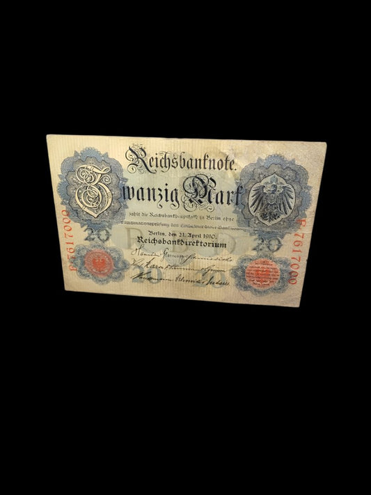 1910 German Twenty Marks Bank Note